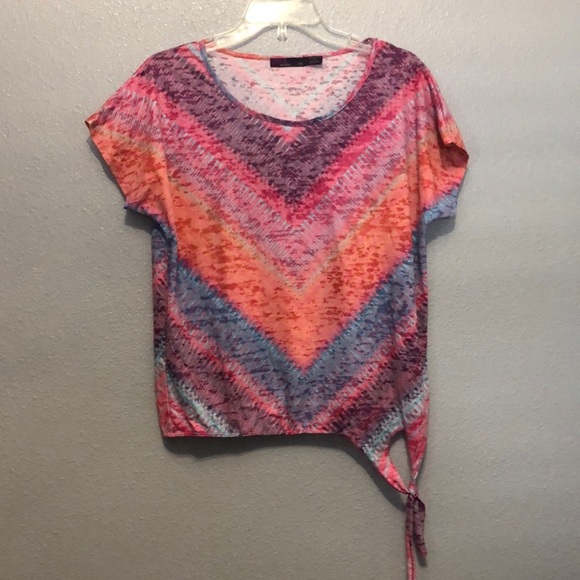 Prana flora top Women's XS Organic cotton short sleeve blouse tie dye shirt EUC - Picture 11 of 11